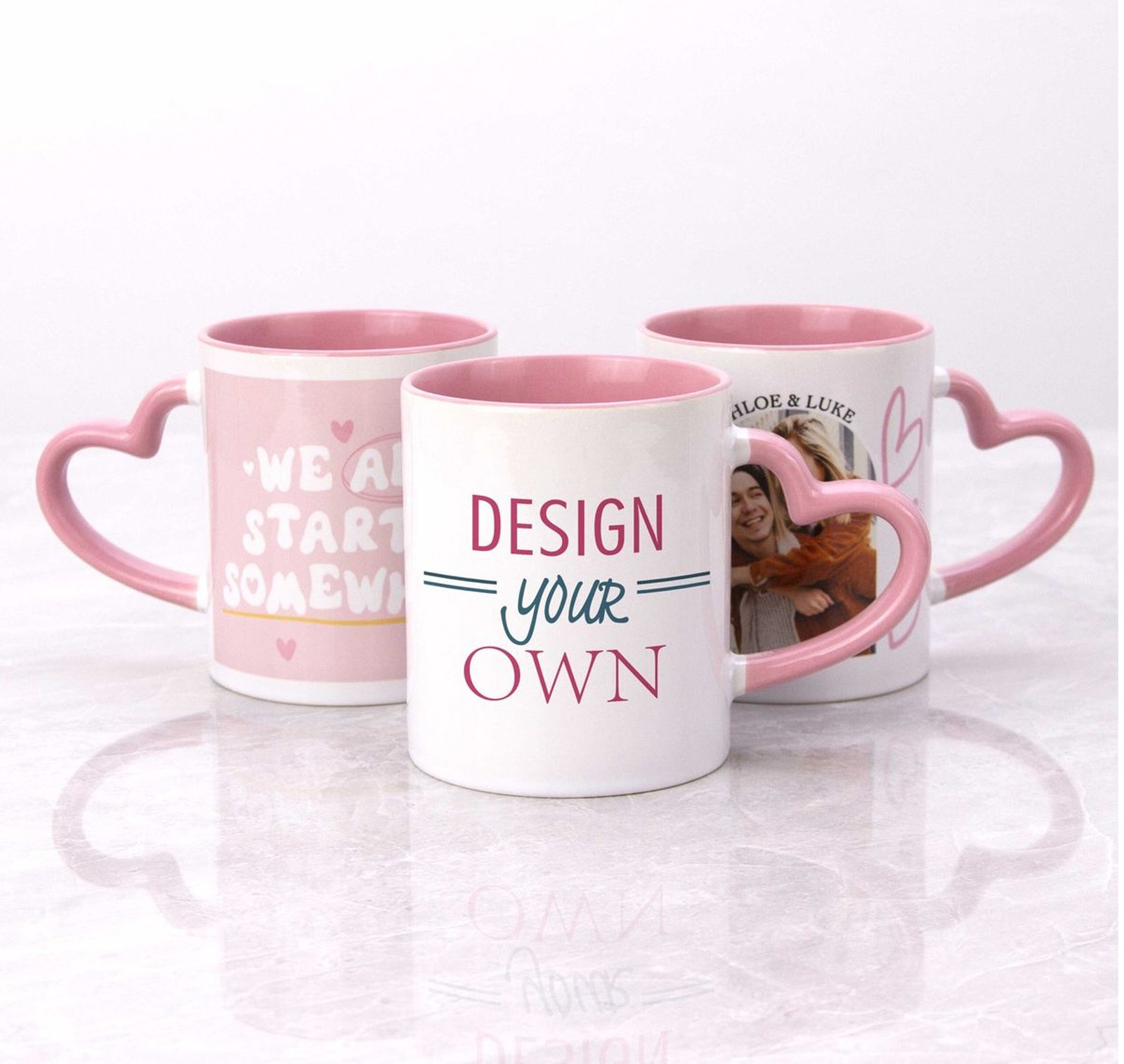 Pink Heart Handle Mug