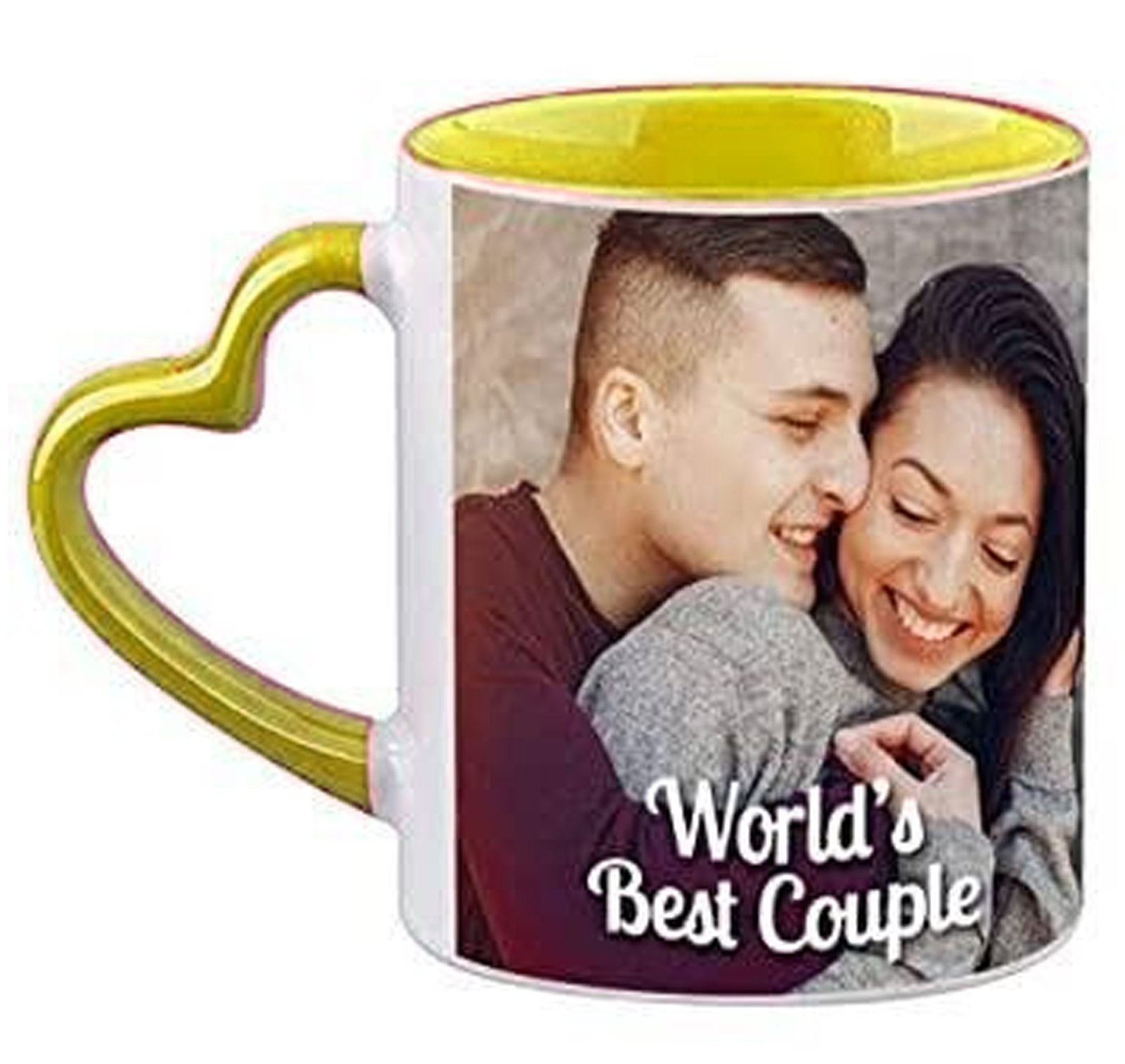 Yellow Heart handle Mug